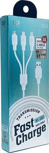 Dp Lightning Cable 3 A 1.2 m Copper Braiding W-S03 (FAST CHARGE DATA CABLE) 3 in1, USB To Micro/ Type C/ Lightning