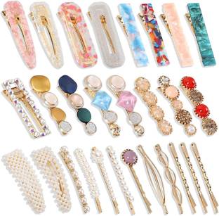 ANNA CREATIONS 28 Piece Korean Style Pearl Barrettes Women's Set Hairpin Korean Style Hair Clip Marble Alligator bobby pins Duckbilled Headdress Jewellery Hair Accessories set Hair Clip