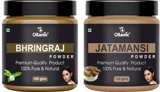 Oilanic 100% Pure & Natural Bhringraj & Jatamansi Powder- For Skin & Hair Combo Pack of 2 Jar 100gm (200gm)