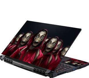 Techfit HD Printed Easy to Install Full Panel Laptop Skin/Sticker/Stretchable Vinyl/Cover for all Size Laptops upto 15.6 inch No Residue, Bubble Free - Money Heist Self Adhesive Vinyl Laptop Skin Compatible for 15.6 inch