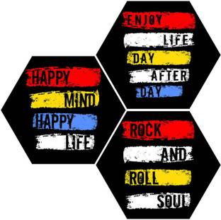 saf Set of 3 Hexagon UV Textured Digital Reprint 17 inch x 17 inch Painting