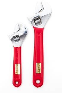 Globus 841 ADJUSTABLE WRENCH 6" AND 8" CHROME FINISH WITH SOFT PVC GRIP. Single Sided Open End Wrench