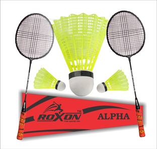 ROXON alpha- 2 pcs Racquet 1 cover 3 shuttle Multicolor Strung Badminton Racquet