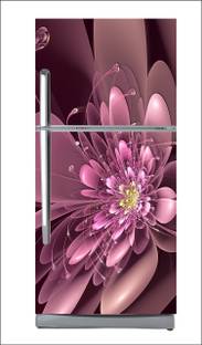 Divine studio 60 cm Abstract decorative 3d 3d design with black background full fridge cover extra large fridge sticker fridge wallpape large (pvc vinyl covering area 60cm X 160cm )FG0248 Self Adhesive Sticker