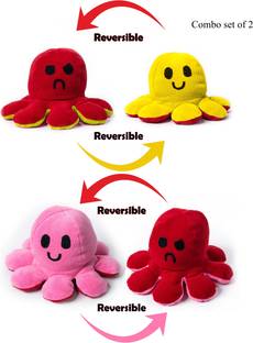 Wondershala Combo Baby Soft Toys Flip Reversible Octopus toy Plush Stuffed Super Soft happy sad octopus soft toy  - 20 cm