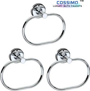 COSSIMO CST-03 Stainless Steel Towel Ring for Bathroom/Wash Basin/Napkin-Towel Hanger/Bathroom Accessories (Chrome-Oval) - Set of 3 SILVER Towel Holder