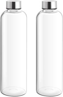 TREO Clarion Borosilicate Glass Water Bottle, Set of 2, 1000 ml Each, Transparent 1000 ml Bottle