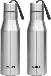 MILTON Super 1000 Single Wall Stainless Steel Bottle, Set of 2, 1000 ml Each, Silver 1000 ml Bottle