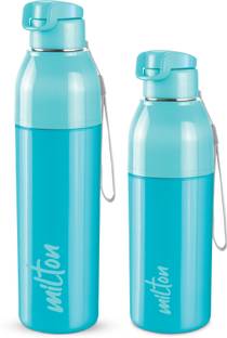 MILTON Steel Convey 600/900 Insulated Inner Stainless Steel Water Bottle,Set of 2, Cyan 1150 ml Bottle