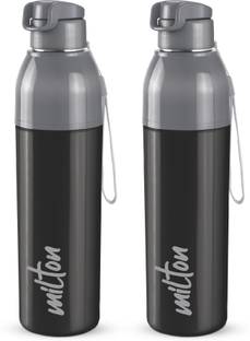 MILTON Steel Convey 900 Insulated Inner Stainless Steel Water Bottle, Set of 2, Black 630 ml Bottle