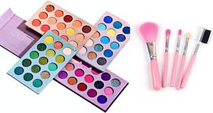 zizzyy yeshadow Palette with Brush Set Combo of 60 Shades Color Board Eye Shadow Pallet with 5 Pcs Makeup Brush Set(Eye Shadow, Eyebrow, Eyeliner, Eyelash, Lip Brushs)