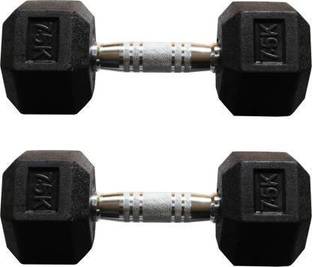 vnh Pair of 7.5Kg ( X 2) Hexa Rubber Coated Fixed Weight Dumbbell