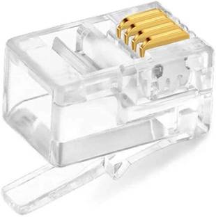 Tech-X RJ9 Modular Phone Headset 4P4C Plug Jack Connector for RJ9 / RJ10 / RJ22 Telephone Flat Cable/Cord Adapter Telephone Modular Plug (Compatible with Both Solid and Stranded Wire) Pack of 10 Lan Adapter