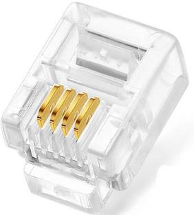 Fedus 50pcs Telephone Plug 4 Pin RJ11 6P4C Modular Plug Telephone Phone Connector Crystal Head Plug Network Connector (6/2, Telephone Cord Connector Adapter Crimp) Four-core Cable RJ 11 Plug Lan Adapter