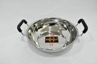 Sonanshi Stainless Steel Kadhai for Cooking/Frying Kadhai 33.03 cm diameter 2.5 L capacity