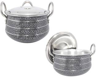 VERESTRA Cook and Serve Kitchen Handi Combo set of 2 (1.5 L , 3.5 L ) Handi 1.5 L, 3.5 L with Lid