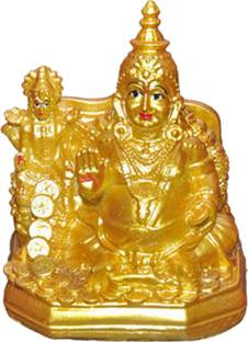 Green Value Lakshmi Kuber Idol God of Wealth Prosperity Money Business Good Luck Success Diwali Dhanteras Pooja (H*W*D:10*7*5) cm Decorative Showpiece  -  10 cm