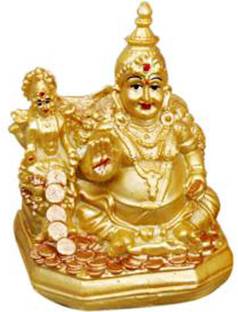 Kitlyn Maa Lakshmi With Kuber God Statue - Kuber ji Maharaj Idol Spiritual Diwali Puja Vastu Showpiece Figurine - Religious Pooja Gift Item & Murti for Mandir / Temple / Home / Office Decorative Showpiece  -  10 cm