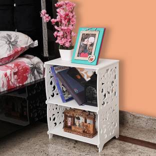 SS ARTS WPC Side Table with Storage Shelf for Living Room, Bedroom (2 Tier) Engineered Wood Bedside Table