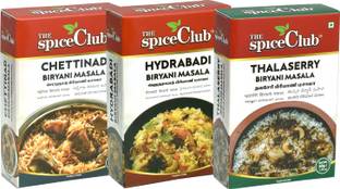 The Spice Club Chettinad Biryani Masala 50g Box, Hyderabadi Biryani Masala 50g Box, Thalaserry Biryani Masala 50g Box