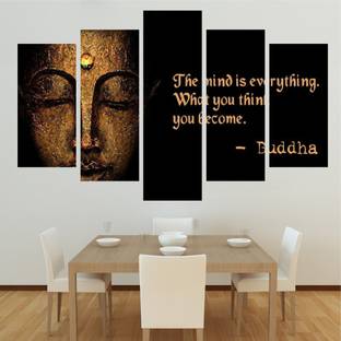 Decoration Stickers 79 cm Buddha Five Piece Poster wall Covering Area-(W 79 X H 49) Self Adhesive Sticker