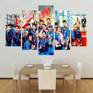 Decoration Stickers 79 cm India Team Five Piece Poster wall Covering Area-(W 79 X H 49) Self Adhesive Sticker