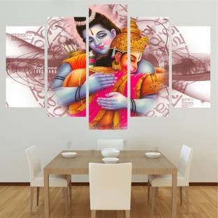 Decoration Stickers 79 cm Lord Rama Five Piece Poster wall Covering Area-(W 79 X H 49) Self Adhesive Sticker