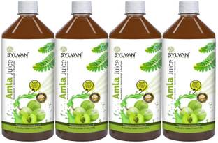 SYLVAN AYURVEDA AMLA JUICE FOR MEMORY BOOSTING, IMPROVE EYESIGHT & FOR BLOOD PURIFIER PACK 1L | SET-4 ( JAMBO PACK) 1 L*4 = 4 L