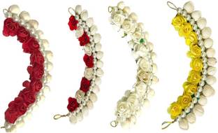 Maahal Fancy Flower Hair Juda/Gajra Tiara Combo, Hair Accessories For Girls, Women Multicolor (Pack-04) Hair Accessory Set