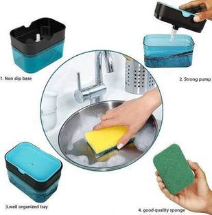 Hk Group Sponge Holder Dish Kitchen Sink dishwashing for Dishwasher Liquid Plastic Bathroom Set