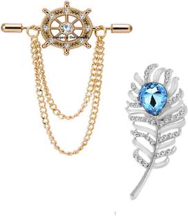 Om Jewells Peacock Feather Inspired and Wheel Design Lapel Pin Brooch Brooch
