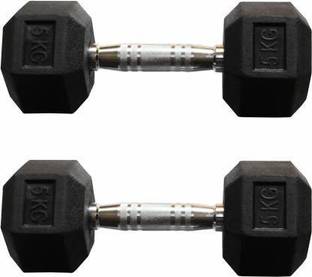 vnh Pair of Hexa Rubber Coated Fixed Weight Dumbbell