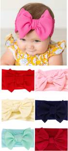 HOMEMATES multi-coloured baby girl kids hairband headbands elastic hair accessory set 6 PCS with gift box-pink Head Band Head Band