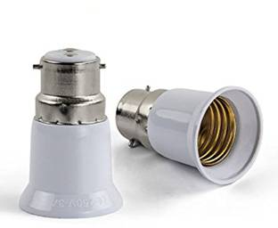 Ascension 2 B22 to E27 Screw Base Socket Lamp Holder Light Bulb Converter Adapter Plastic Light Socket