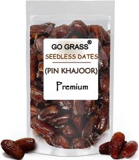 GO GRASS Seedless Caliornia Dates | Pin Khajur | Arabian Dates | Exceptional Taste and Soft Texture, No Sugar Added, Good Source of Dietary Fiber, Gluten Free, Vegan, Fat Free, Cholesterol Free - Perfect Snack for Kids & Adults Dates