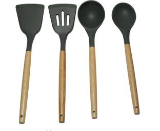 Blessing Home Cookware Tools Cooking Set Baking Cake Oil Brush Mixing Items Non Stick & Heat Resistant Stainless Wooden Handle Kitchen Utensils 5 Pieces Kitchen Tool Set