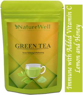Naturewell Green Tea for Weight Loss | 100% Natural Green Loose Leaf Tea | Honey, Lemon, Immunity Booster Flavor Green Tea Pouch Premium (T777) Lemon, Honey Green Tea Pouch
