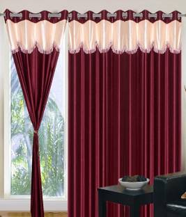 Panipat Textile Hub 152 cm (5 ft) Polyester Semi Transparent Window Curtain (Pack Of 3)