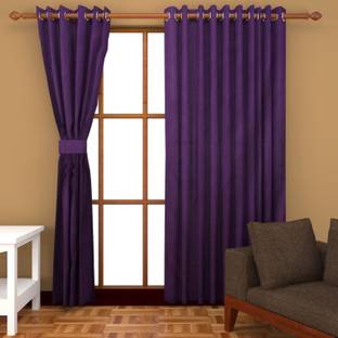 Panipat Textile Hub 213 cm (7 ft) Door Polyester Curtain (Pack Of 2)