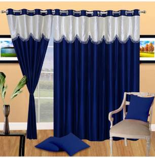 Panipat Textile Hub 213 cm (7 ft) Polyester Semi Transparent Door Curtain (Pack Of 3)
