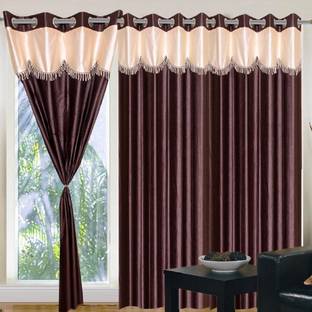 Panipat Textile Hub 213 cm (7 ft) Door Polyester Semi Transparent Curtain (Pack Of 2)