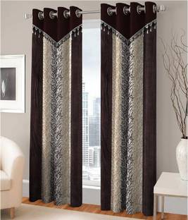 Panipat Textile Hub 213 cm (7 ft) Door Polyester Curtain (Pack Of 2)