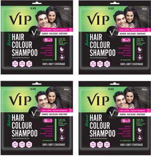 VIP Hair Colour Shampoo, 40ml (Pack of 4) , Black