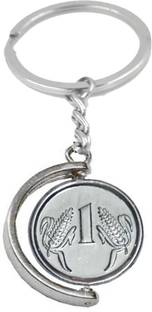 AFH One Rupees Coin Silver Decorative Key Chain for Gifting Key Chain