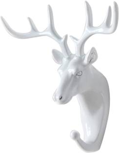 HEXONIQ Antler Coat Hook, Deer Stag Head Wall Sculpture, Hanging Strong Self Adhesive Resin Crafts for Living Room Bedroom Door Hanger