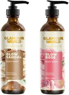 Glamour World Ayurvedic Glow Rose & Glow Sandal Body Wash Combo