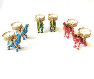 SAU RANG Elephant Cotton 6 - Cup Tealight Holder Set