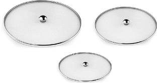 startail Stainless Steel 9,8,7 inc Food Cover/Milk Cover/Steel jaali Multipurpose net lids for Utensils in Kitchen 7 inch, 8 inch, 9 inch Lid Set, Pack of 3