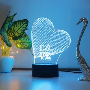 StarLaser 3D Optical Illusion LED Love Heart Acrylic Night Light with 7 Color Changing Light for Gift and Decorated Home/Office (Multicolour) Table Lamp