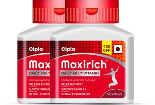 Cipla Maxirich Multivitamin Capsules with Nutrients, Antioxidants, Vitamins| Immunity